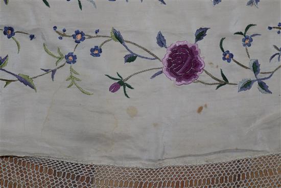 A Chinese embroidered silk shawl